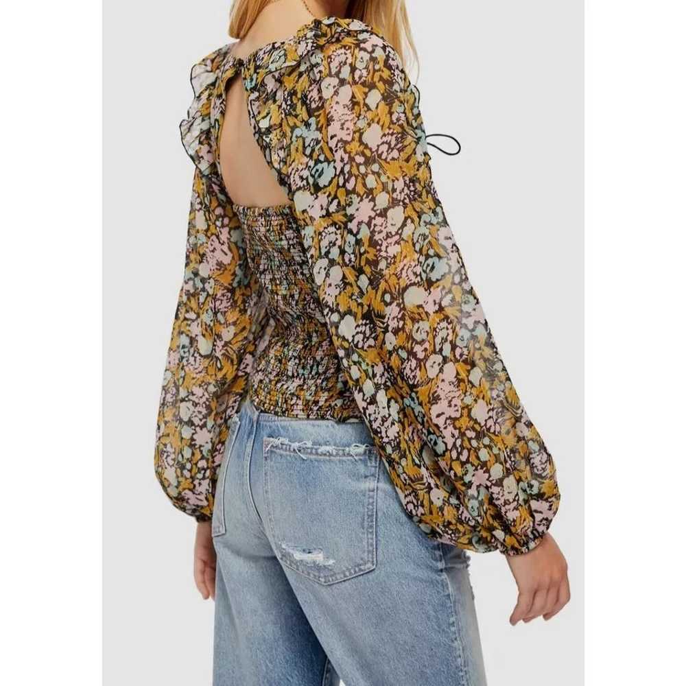 Free People Mabel Lace-Up Floral Cropped Blouse G… - image 2