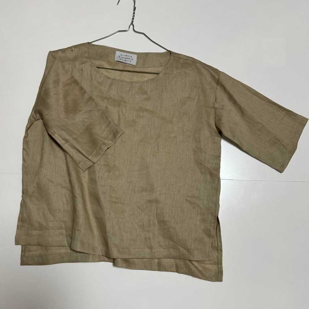 100% linen boatneck pullover in beige. - image 1