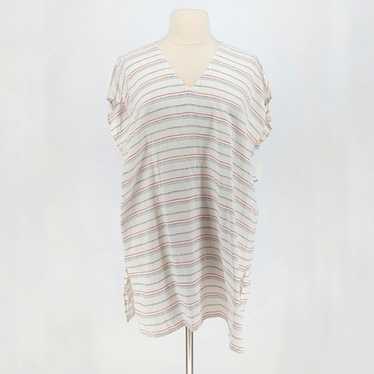 Eileen Fisher Striped Linen Tunic Top White L/XL … - image 1