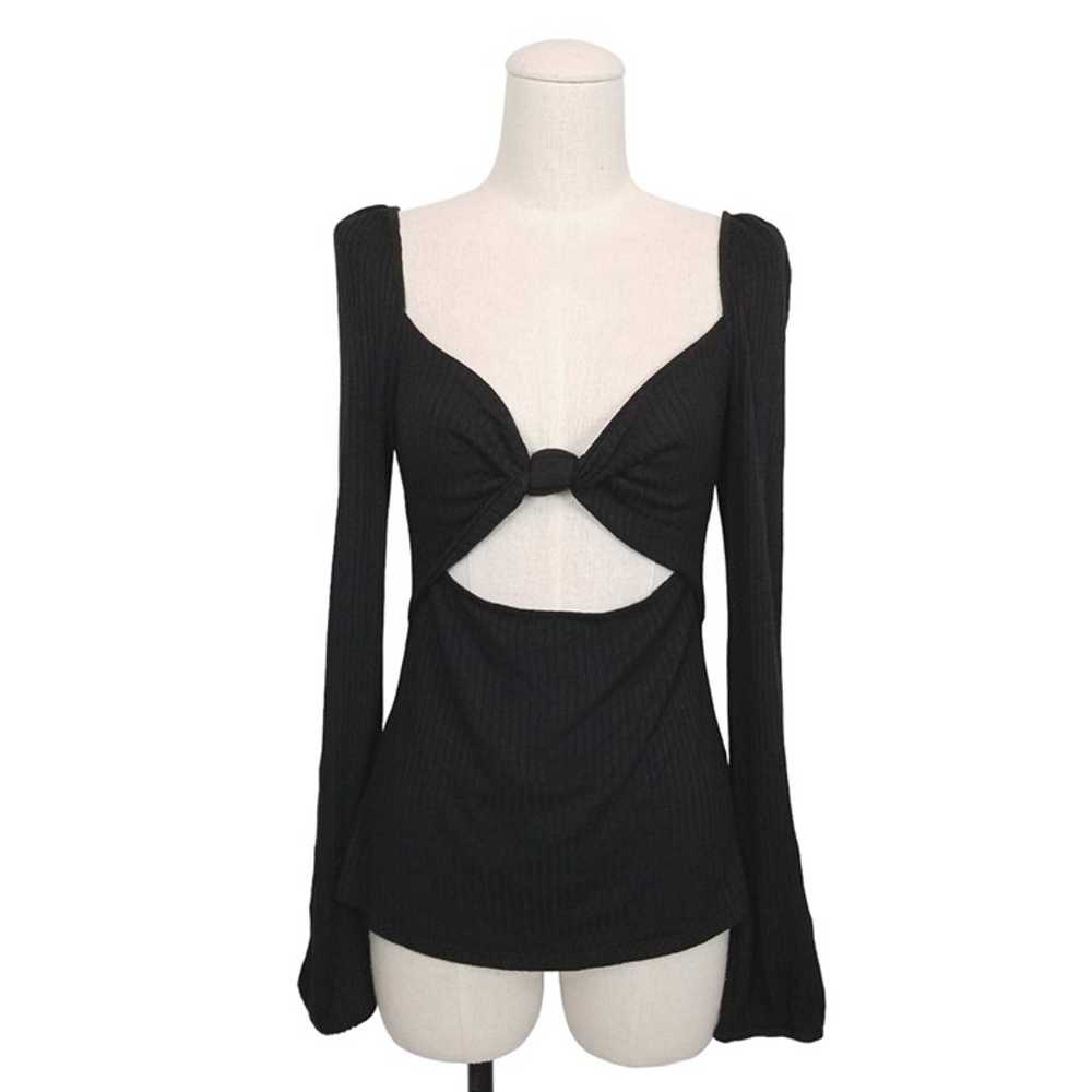 Reformation Rosalind Bow Cutout Top Black Sz Large - image 1