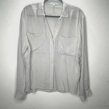 James Perse Gray Sand Open V-Neck Front Button Fro