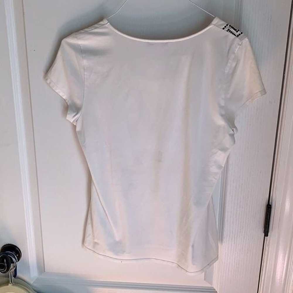 WHBM white stretch tee with rhinestone embellishe… - image 4