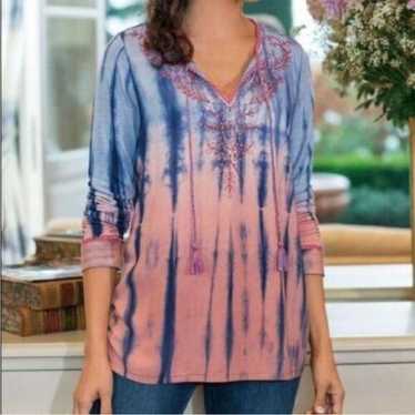 SOFT SURROUNDINGS Medina Blue Pink Tie Dye Blouse-