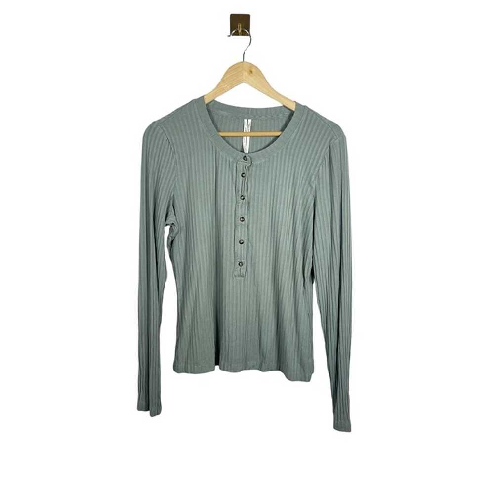 By Anthropologie Ribbed Henley Top in Sage Green … - image 6