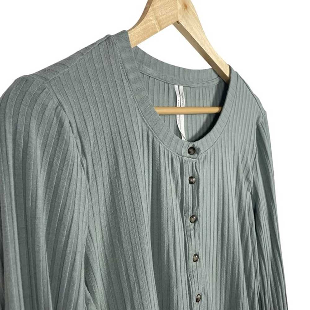 By Anthropologie Ribbed Henley Top in Sage Green … - image 8