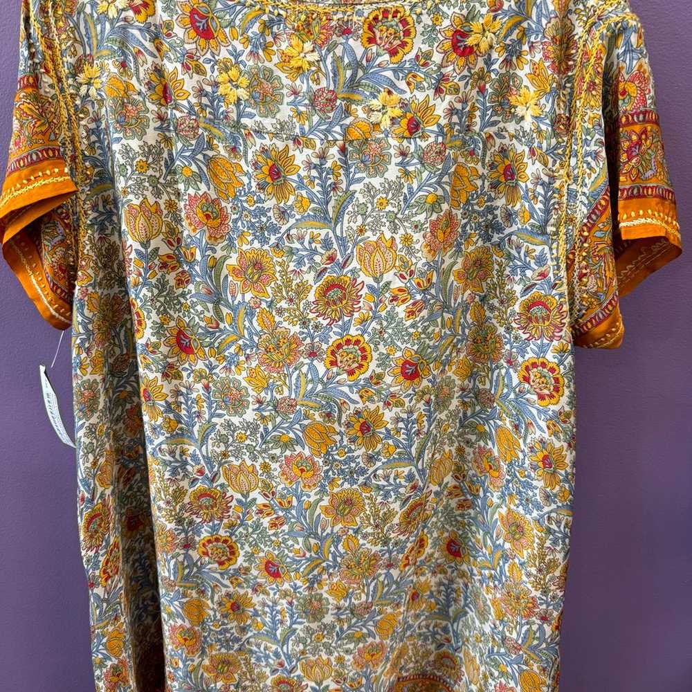 Dolma silk poly Blouse L/XL embroidered - image 2