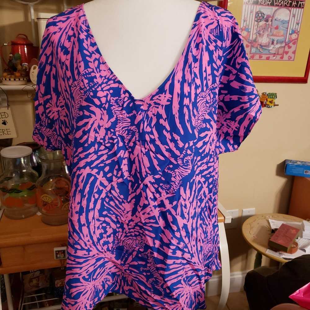 Lilly Pulitzer XL Asher Top Silk Zebra Print - image 2