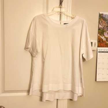 Eileen Fisher White Shortsleeve Blouse Organic Co… - image 1