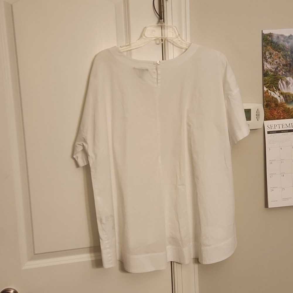 Eileen Fisher White Shortsleeve Blouse Organic Co… - image 6