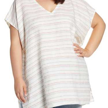 Eileen Fisher Striped Organic Linen Tunic Top Neut