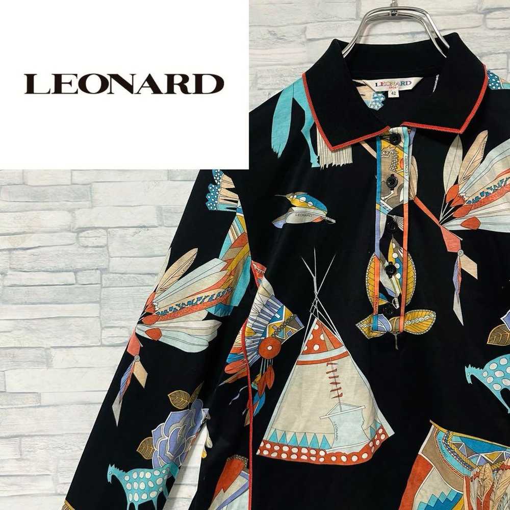 LEONARD Leonard Sports Long Sleeve Polo Shirt All… - image 1