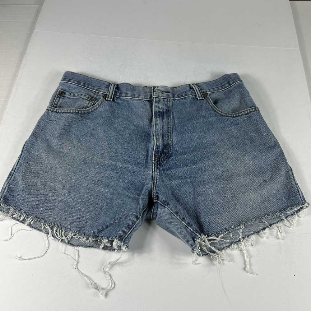 Levi's Levi's Jean Short Faded Cut Off Frayed Cot… - image 1