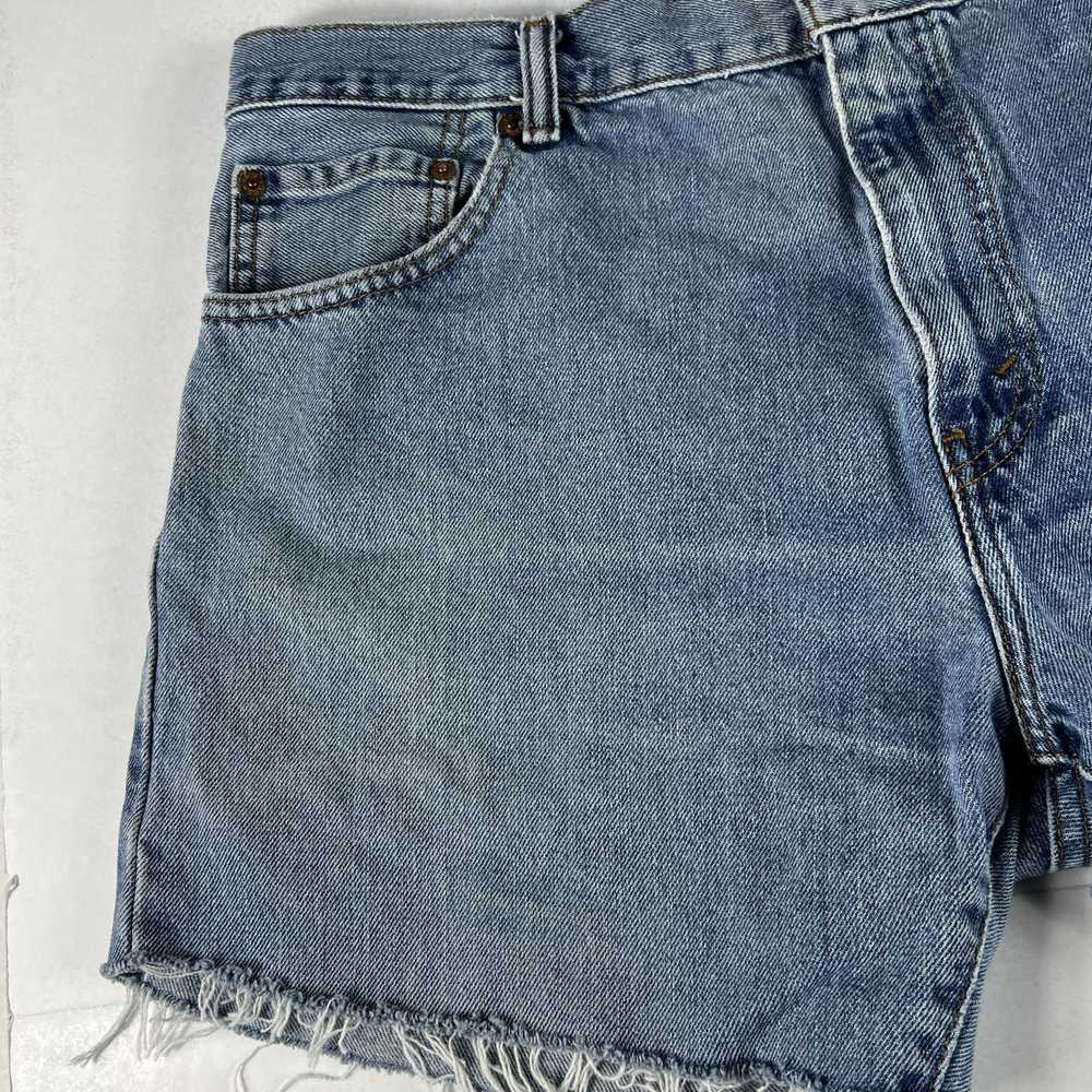 Levi's Levi's Jean Short Faded Cut Off Frayed Cot… - image 4