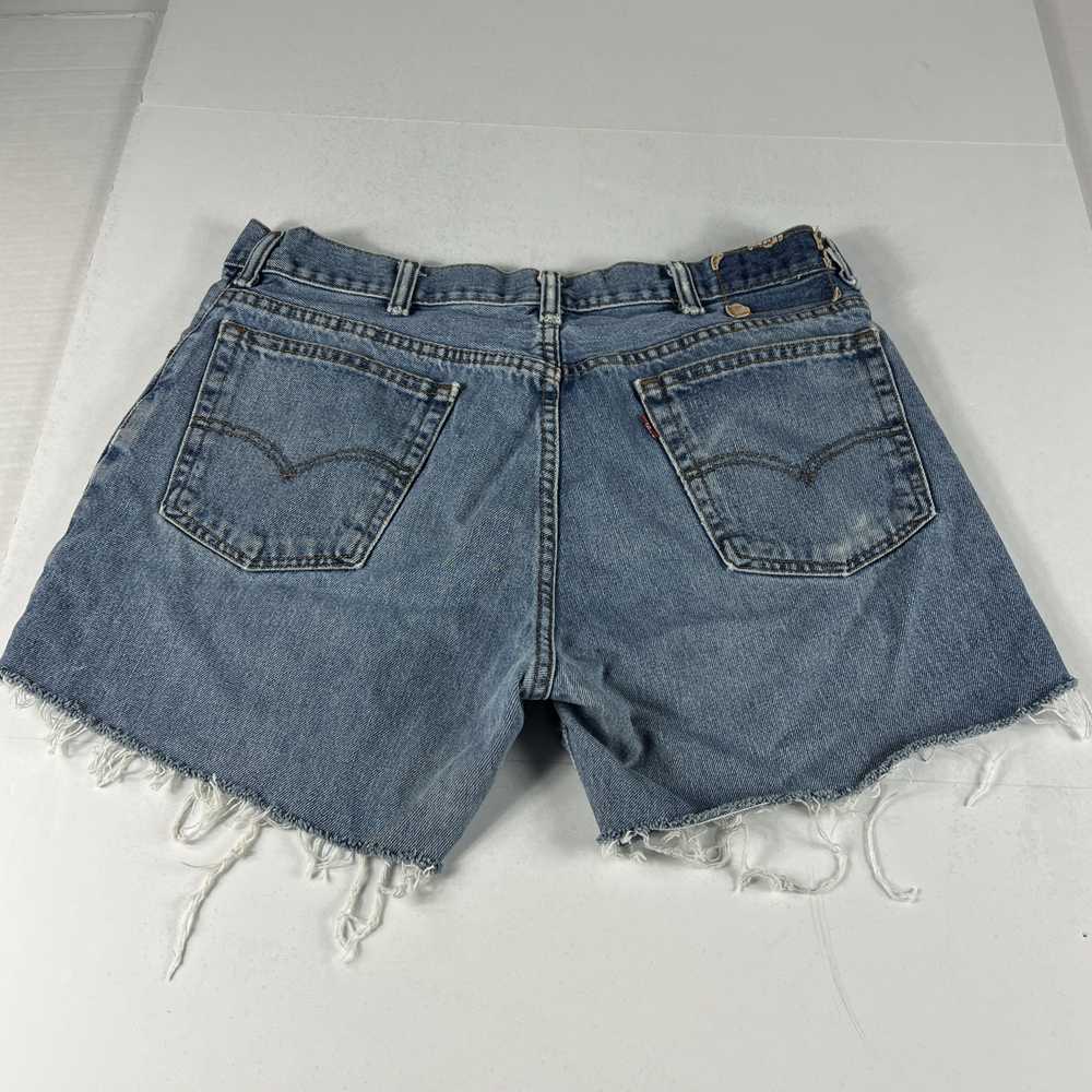 Levi's Levi's Jean Short Faded Cut Off Frayed Cot… - image 6