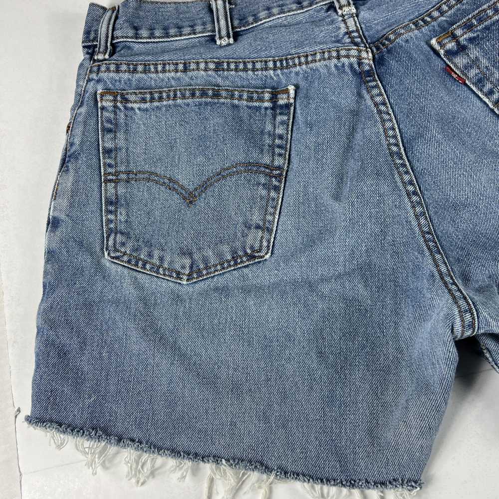 Levi's Levi's Jean Short Faded Cut Off Frayed Cot… - image 7