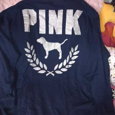 VS PINK HTF BLUE & SILVER GLITTER SHIRT XXL - image 1