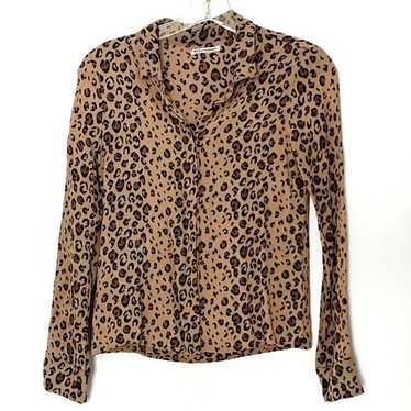 Reformation Leopard Print Violet Button Down Shirt