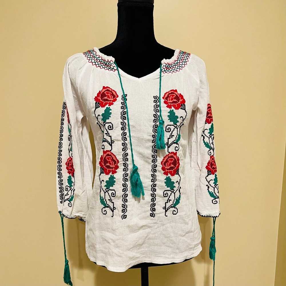 Embroidered top Romanian traditional top blouse s… - image 1