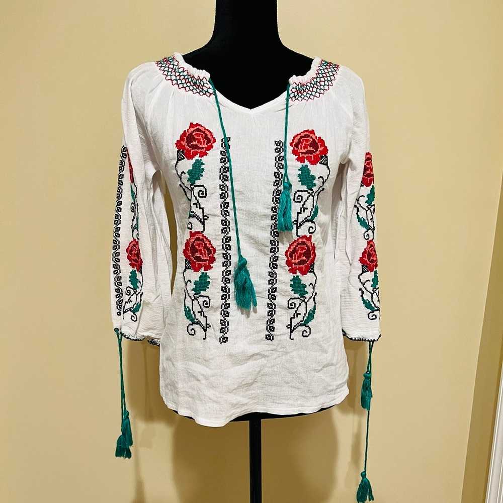 Embroidered top Romanian traditional top blouse s… - image 2