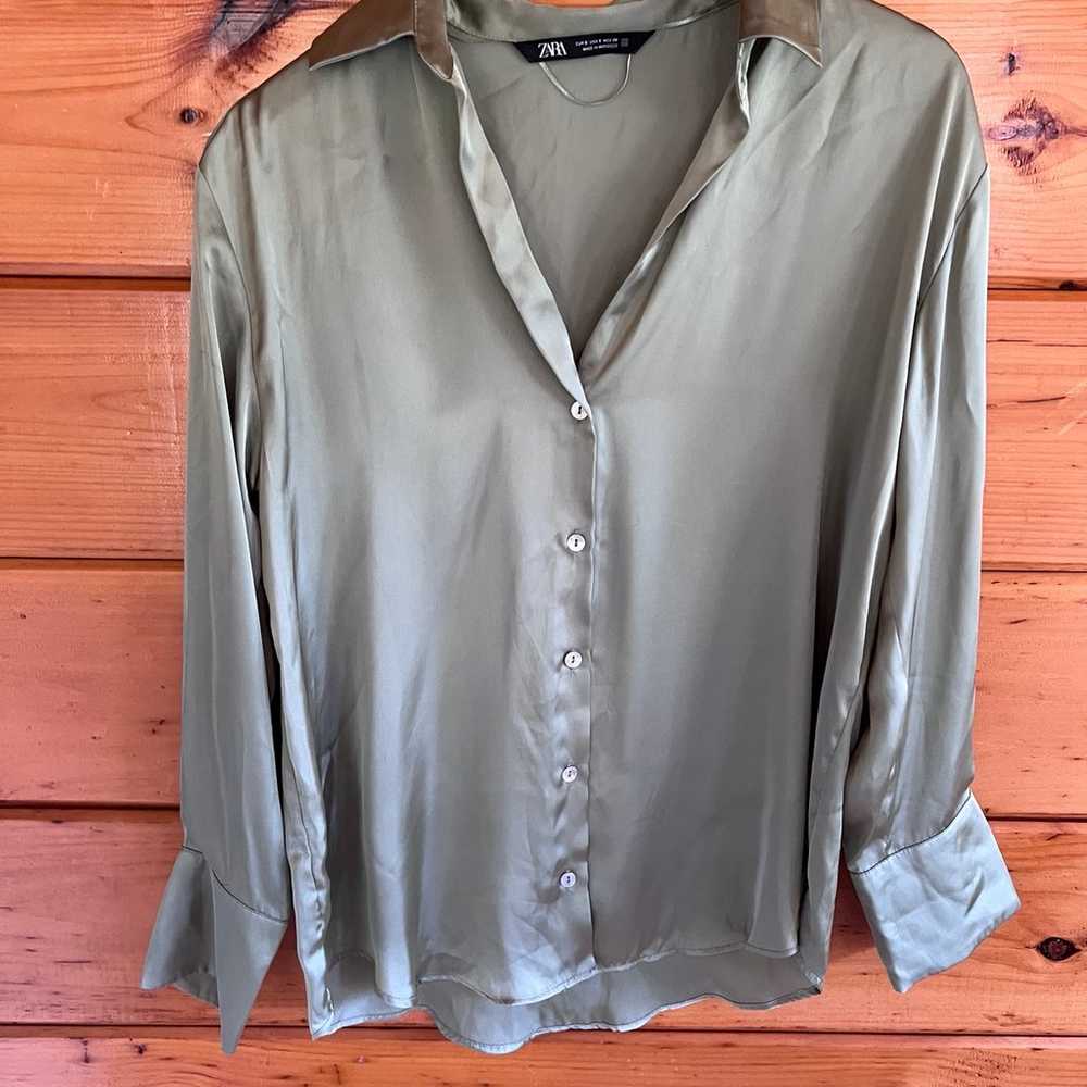 ZARA | FLOWY SATIN EFFECT SHIRT S - image 8