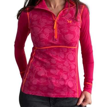 Kari Traa Merino Wool Blend Half Zip Pink Orange … - image 1