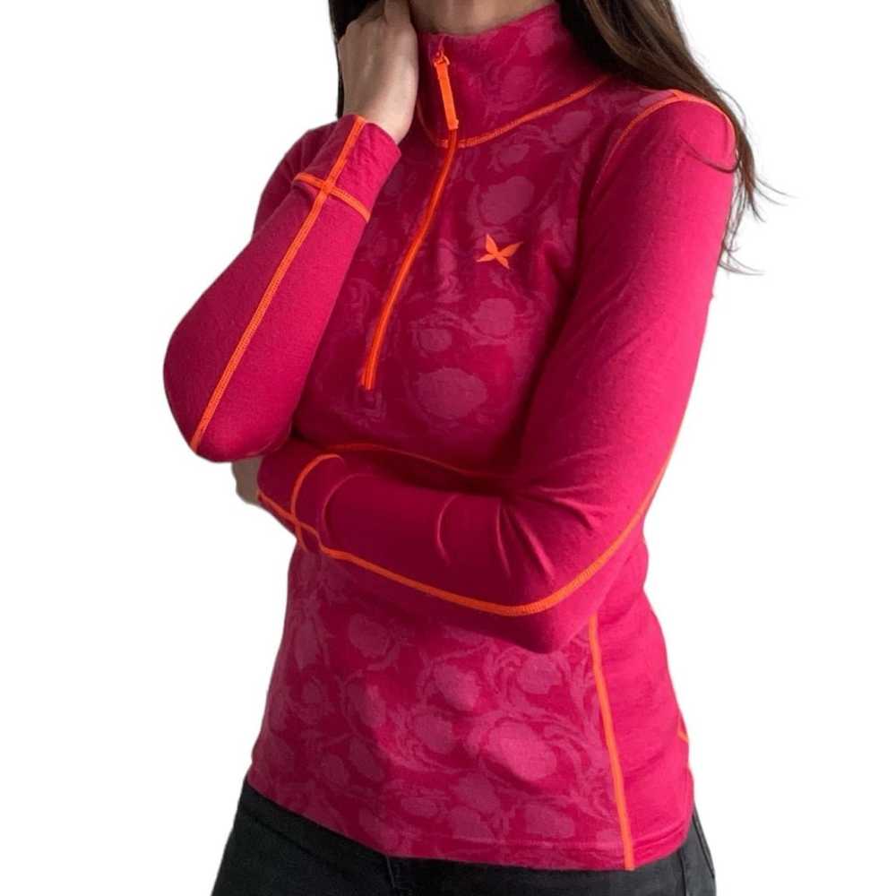 Kari Traa Merino Wool Blend Half Zip Pink Orange … - image 2