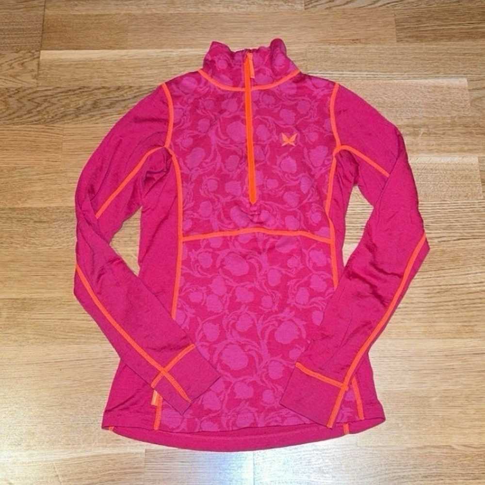 Kari Traa Merino Wool Blend Half Zip Pink Orange … - image 3