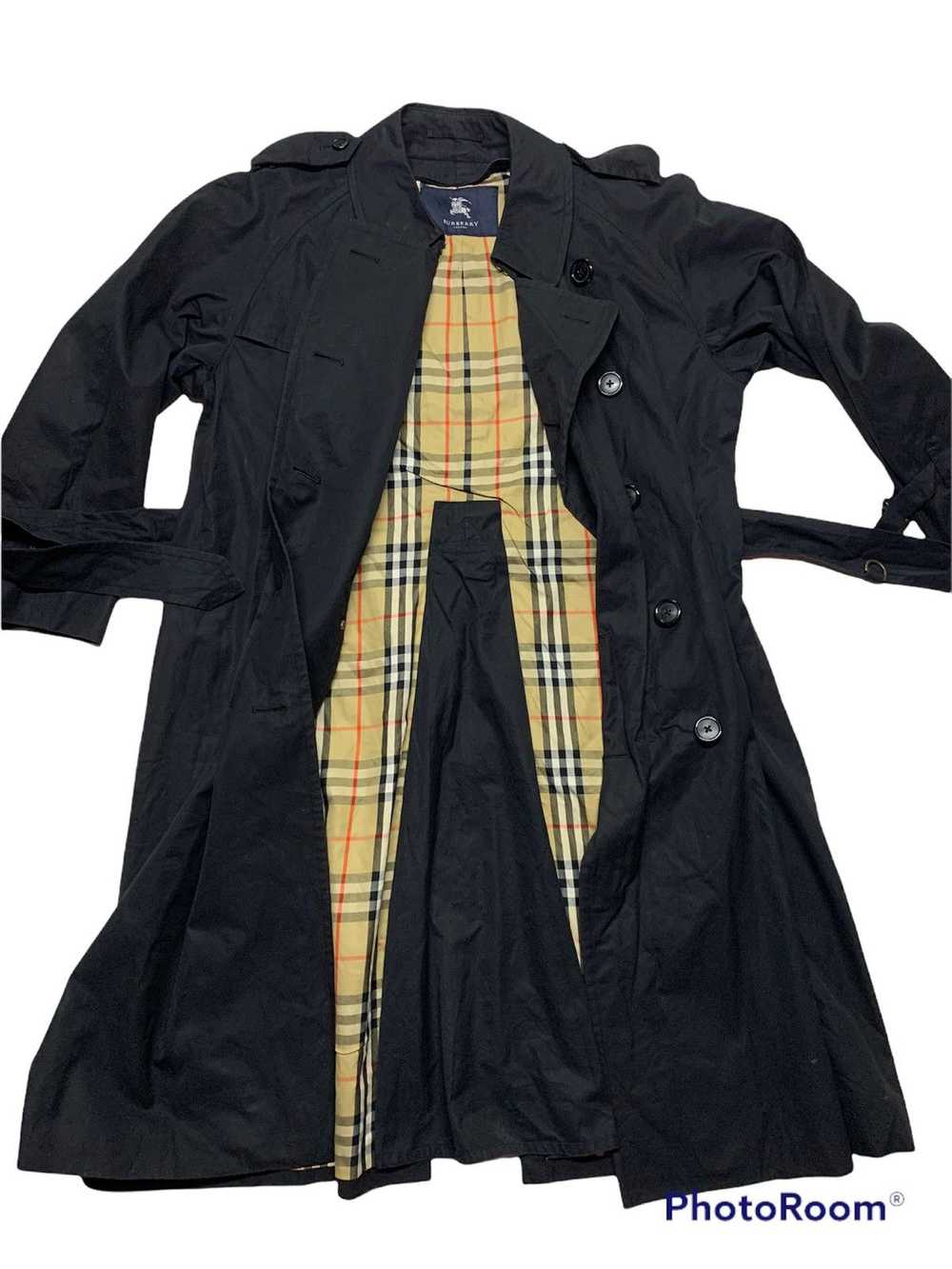 Burberry Vintage Burberry long trench coat in dar… - image 4