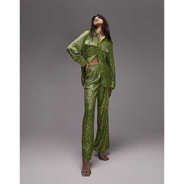 NEW Topshop Green Tailored Long Sleeves Co-ord Min