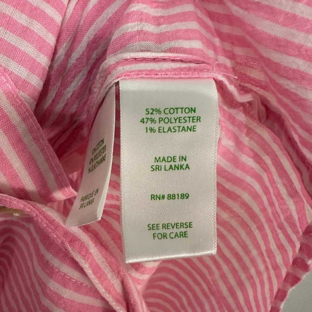 M Lilly Pulitzer Pink White Striped Linen Button … - image 4