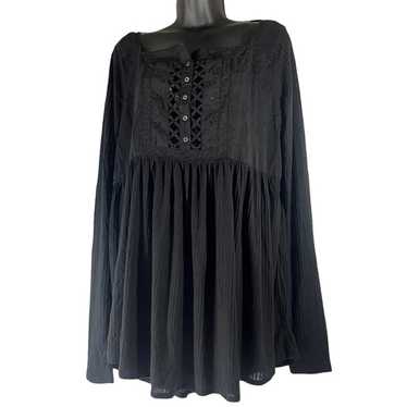 Free People Tunic Top Pretty Please Black Tunic B… - image 1