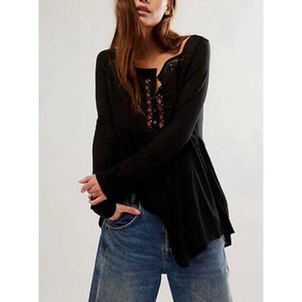 Free People Tunic Top Pretty Please Black Tunic B… - image 3