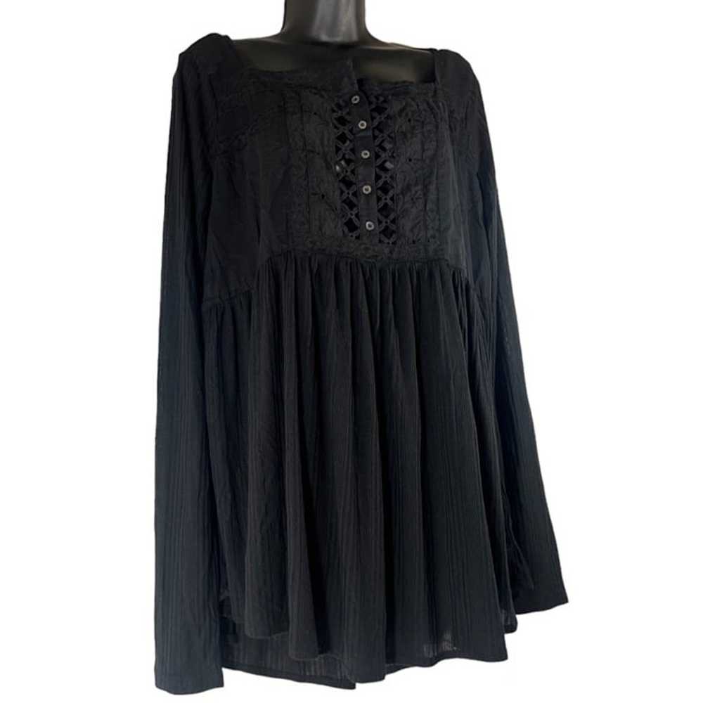 Free People Tunic Top Pretty Please Black Tunic B… - image 4