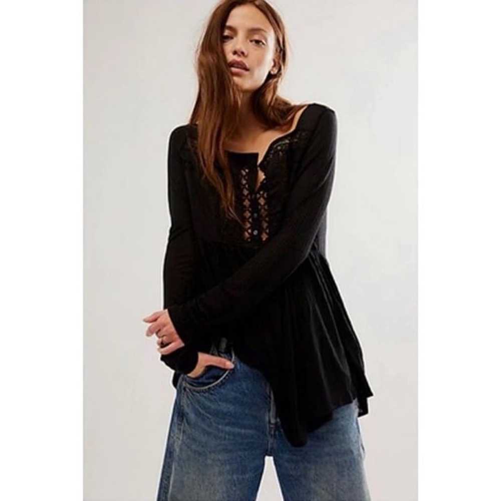 Free People Tunic Top Pretty Please Black Tunic B… - image 5