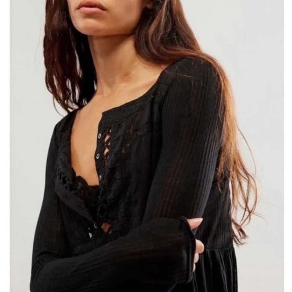 Free People Tunic Top Pretty Please Black Tunic B… - image 6