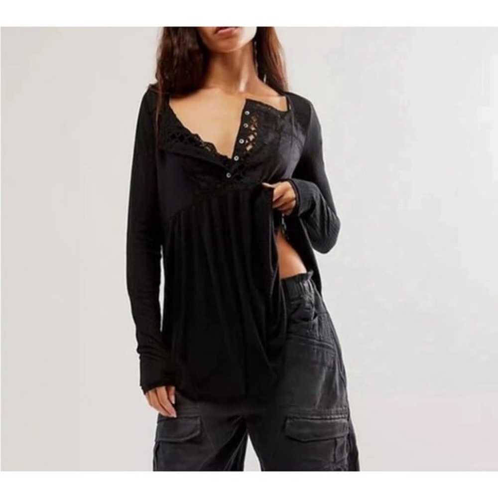 Free People Tunic Top Pretty Please Black Tunic B… - image 8