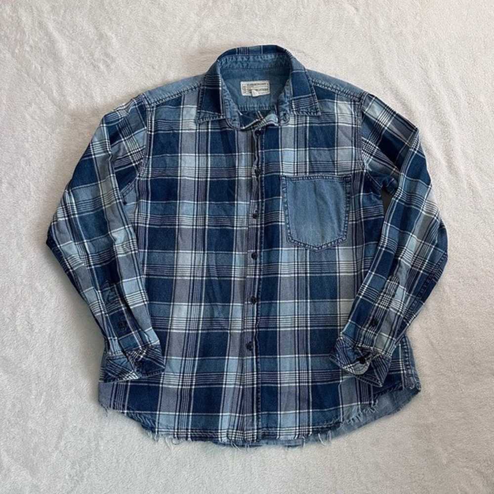 Current Elliot Plaid Denim Contrast Back Button U… - image 2