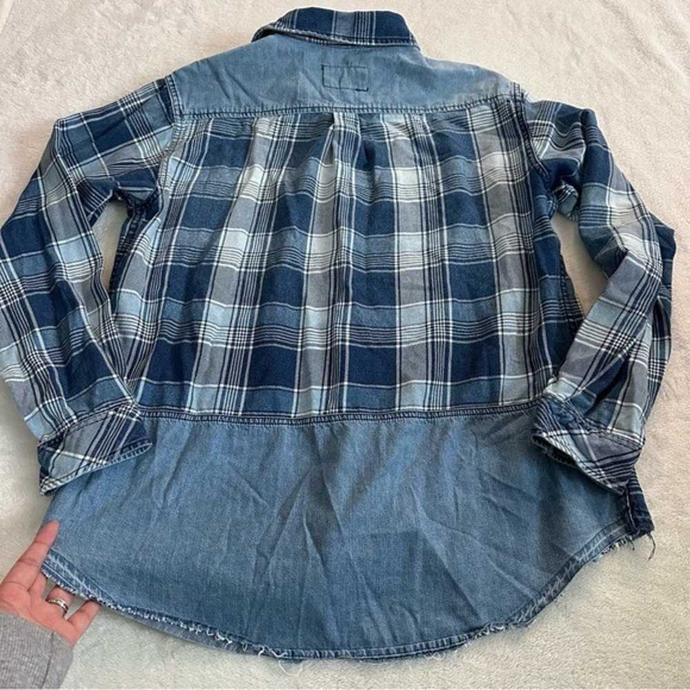 Current Elliot Plaid Denim Contrast Back Button U… - image 3