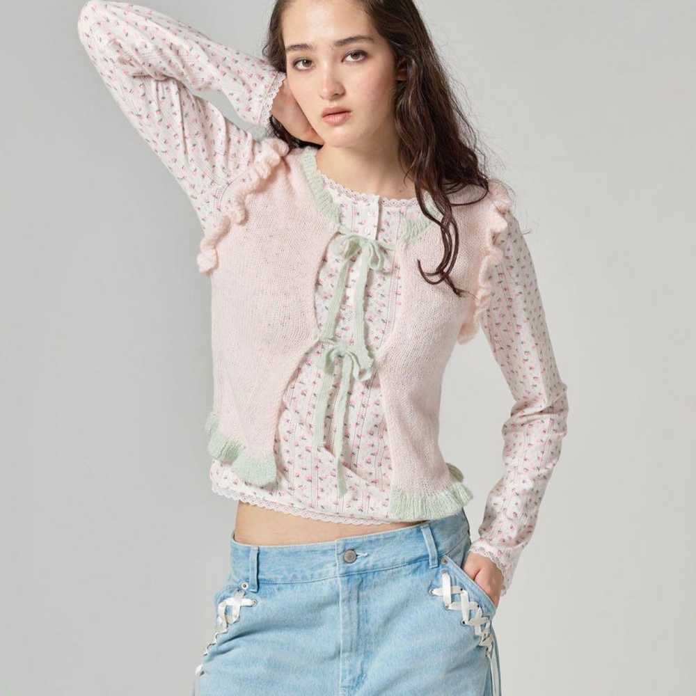 Clear button Henry neck cut and sew cream TINA: J… - image 1