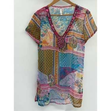 Free People Tunic Top Women Medium Sheer Embellish