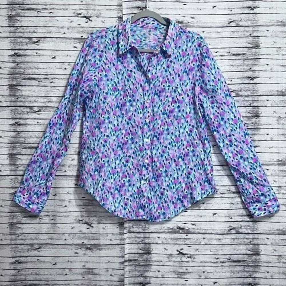 Lilly Pulitzer Sea View Linen Button Down Top Hot… - image 3