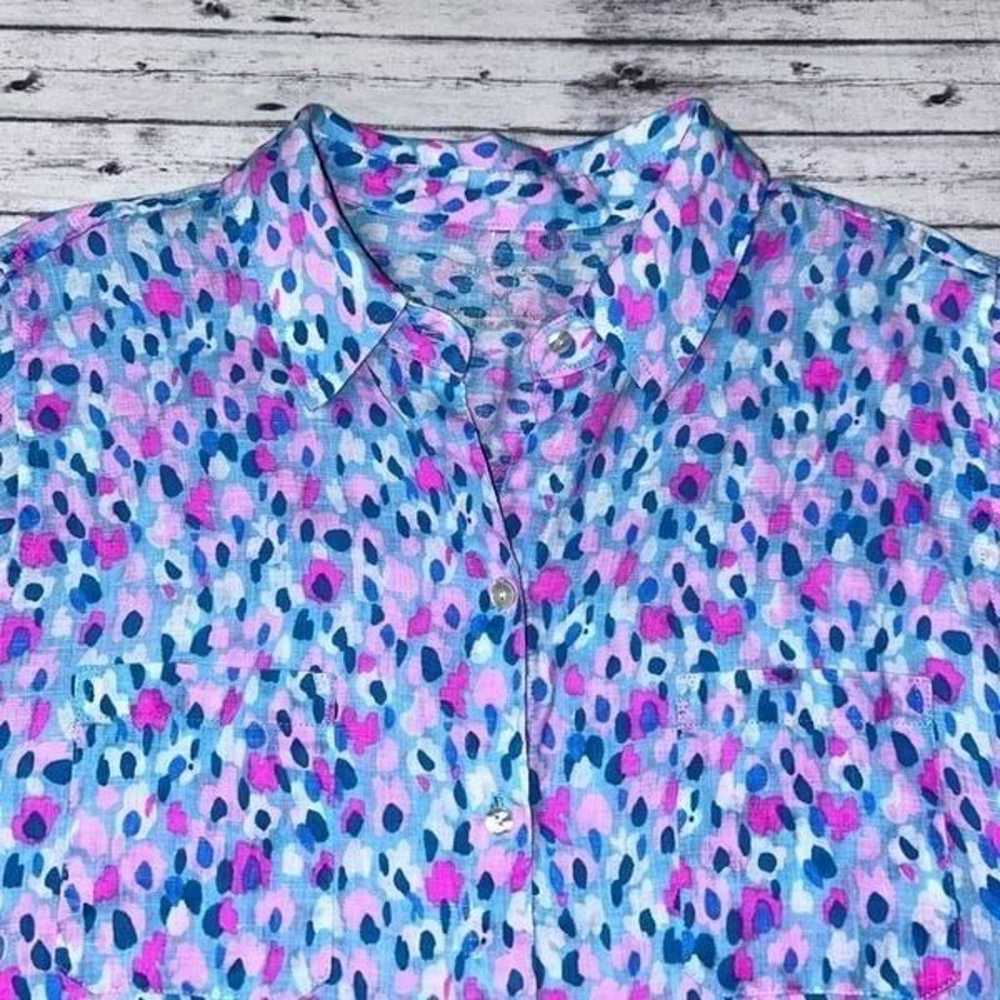 Lilly Pulitzer Sea View Linen Button Down Top Hot… - image 5