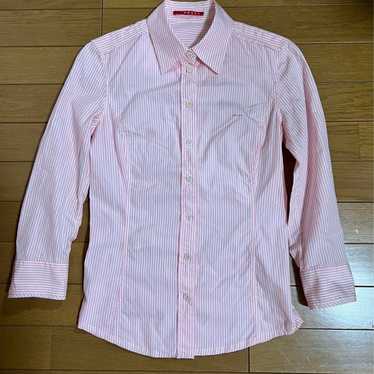 Prada shirt, pink and white stripes.