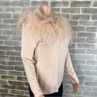 Boston Proper Ostrich Feather Trimmed Pale Pink L… - image 1