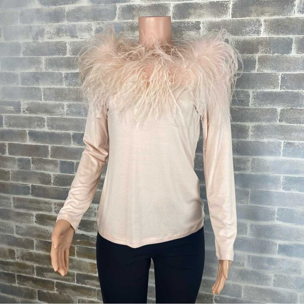 Boston Proper Ostrich Feather Trimmed Pale Pink L… - image 3