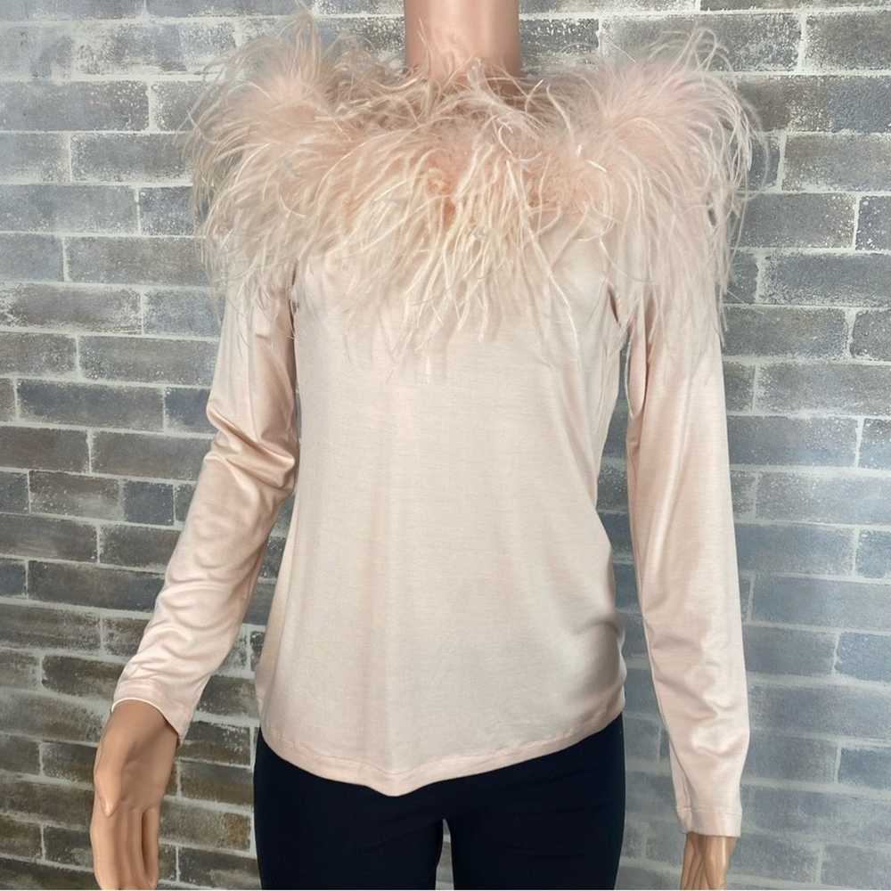 Boston Proper Ostrich Feather Trimmed Pale Pink L… - image 4