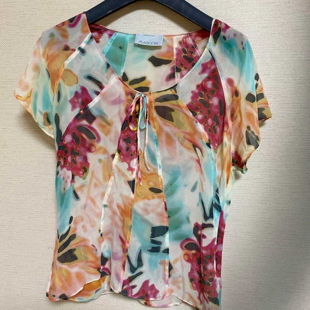 MARGON Silk Blouse Short Sleeve Multicolor - image 1