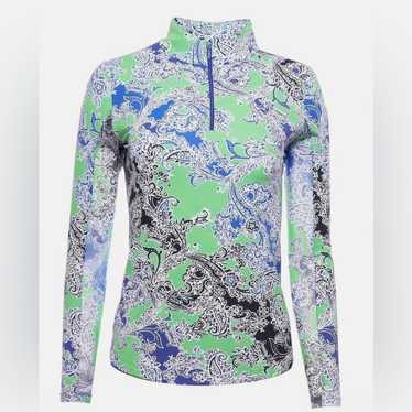 IBKUL PASCHA GREEN NAVY Long Sleeve Mock Golf Shir