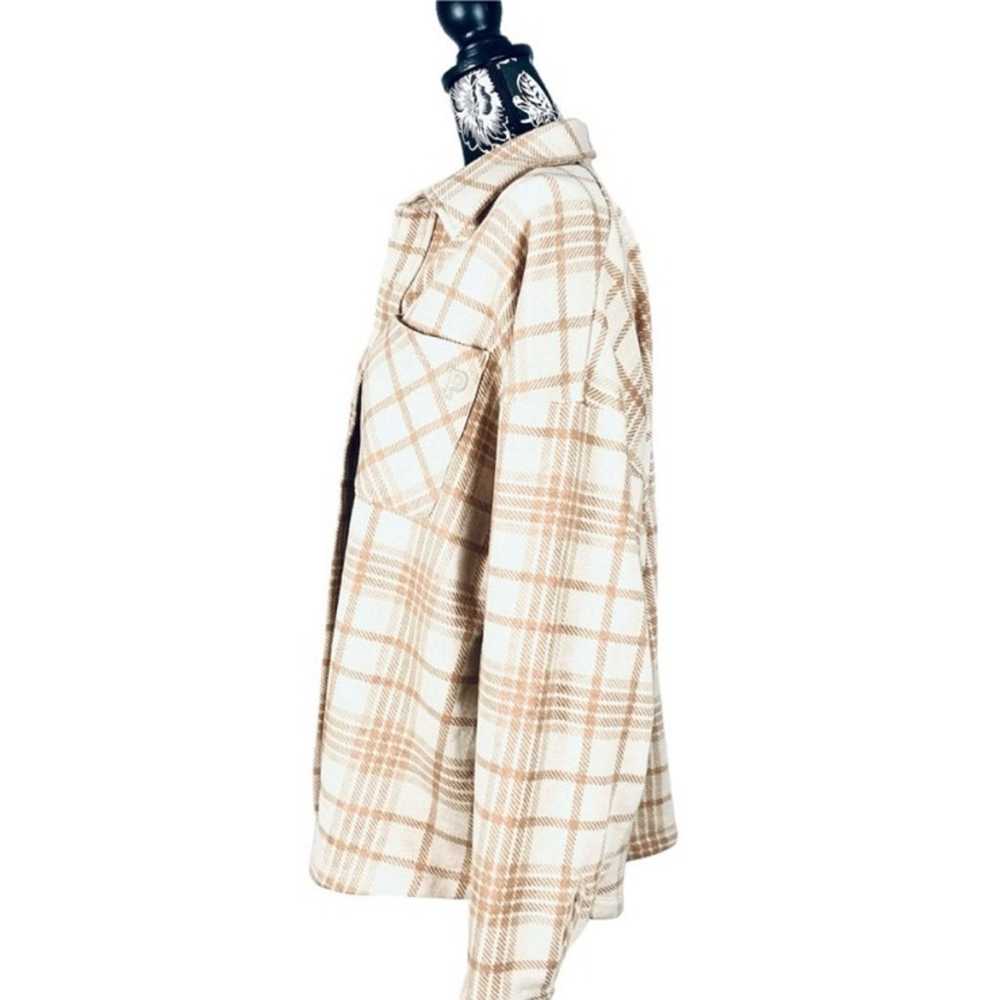 VS Pink beige plaid oversize soft button down sha… - image 11