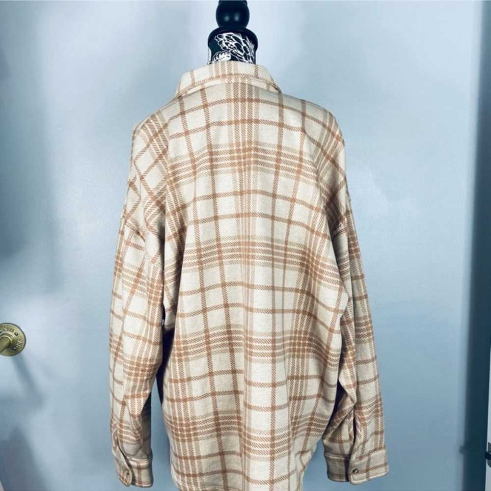 VS Pink beige plaid oversize soft button down sha… - image 7